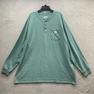 Carhartt Loose Fit Pocket Logo T-Shirt Men's 3XL T Long Sleeve Green Crew Neck